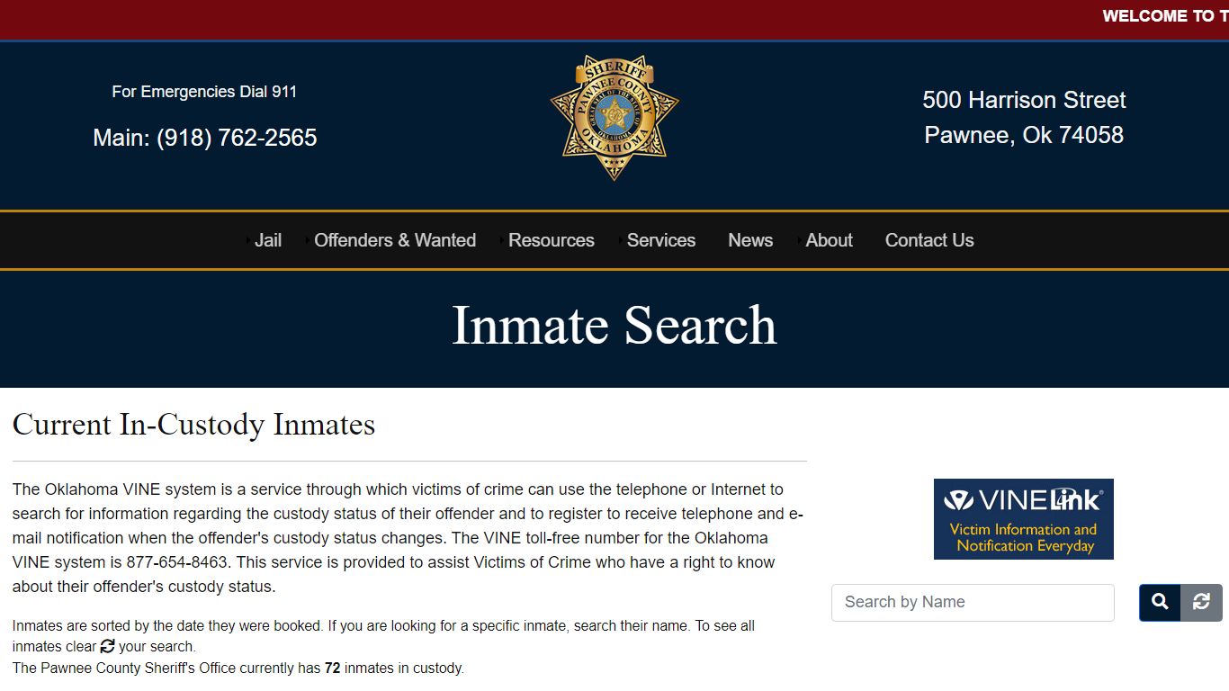 Inmate Search - Pawnee County Sheriff's Office